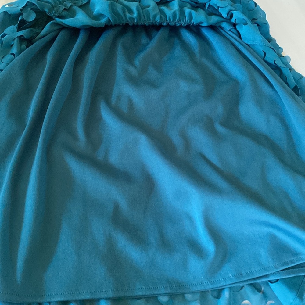Dress barn Teal sleeveless scoop neck dress with gathered waist and lining - Picture 8 of 8